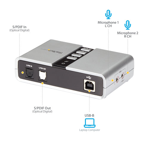 StarTech.com ICUSBAUDIO7D 7.1 USB Audio Adapter – Externe Soundkarte mit SPDIF