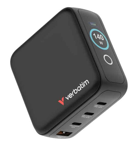 Verbatim 140W Mini GaN Charger with Display