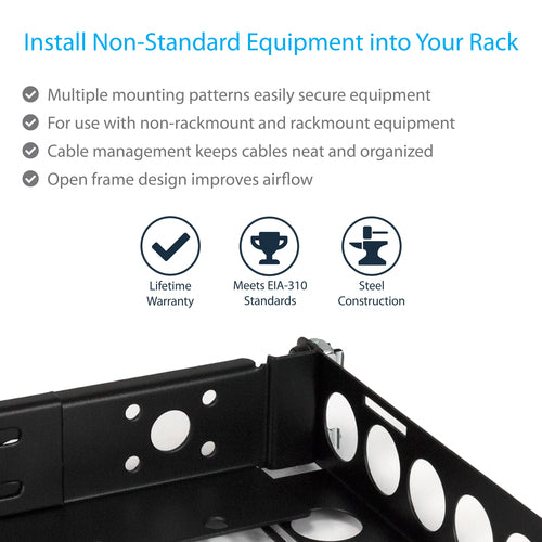 1U Universal Server Rack Rails Adjustable Depth 19 Inch Steel Black