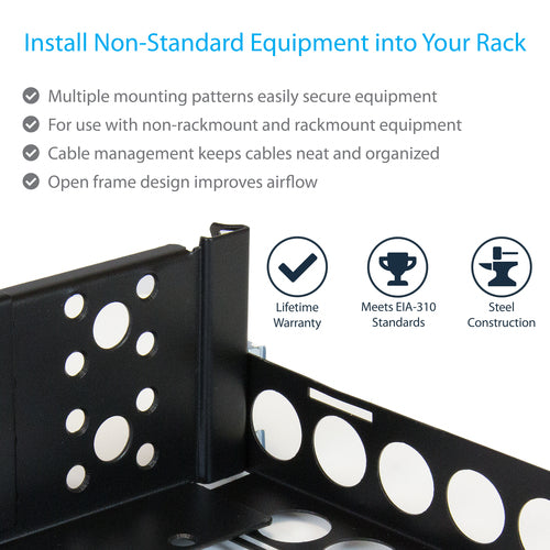 StarTech.com UNIRAILS2U Verstellbare Rack-Schienen - 2HE, Schwarz, Stahl