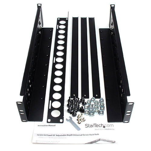 StarTech.com UNIRAILS2U Verstellbare Rack-Schienen - 2HE, Schwarz, Stahl