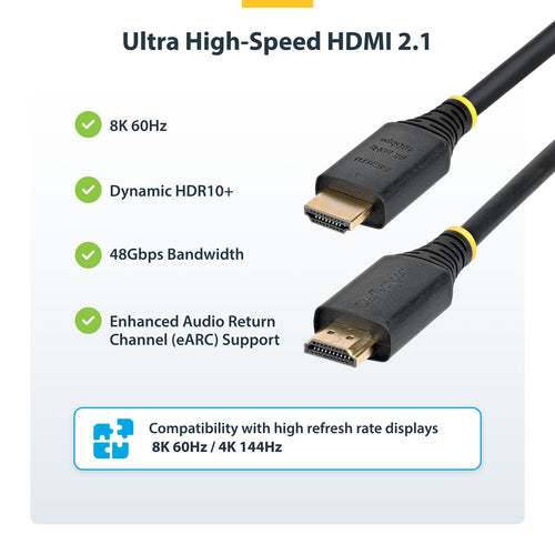 HDMI Cable 0.5m 8K 60Hz StarTech Type A 48Gbit/s ARC