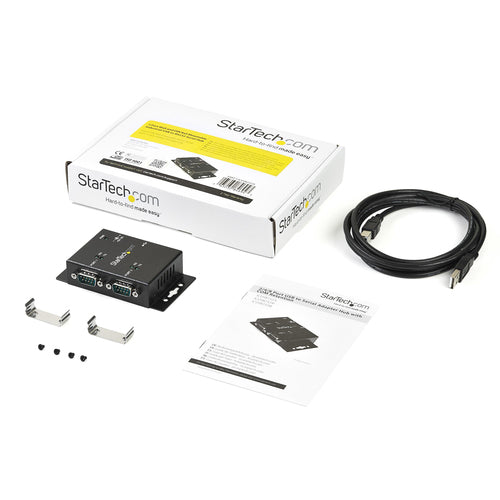 StarTech.com ICUSB2322I Industrieller 2-Port USB-auf-Seriell-Adapter-Hub aus schwarzem Stahl