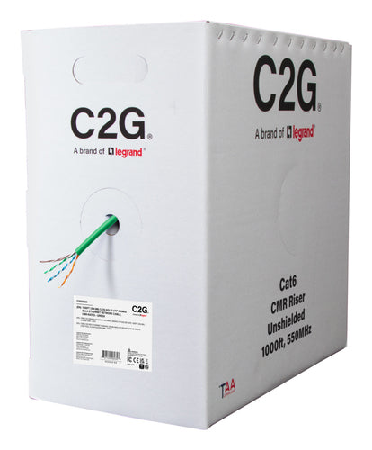 Cat6 Ethernet Network Cable 1000ft Green Bulk CMR-Rated UTP