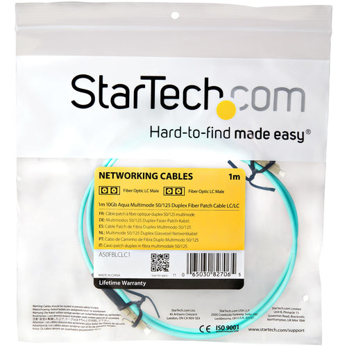 Fiber Optic Cable StarTech OM3 Multimode 1m 100G Low Insertion Loss LC/UPC