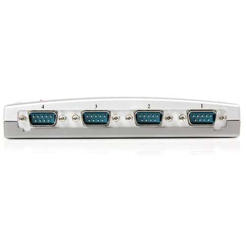 StarTech.com ICUSB2324 4-Port-USB-zu-RS232-Seriell-DB9-Adapter-Hub – Silber