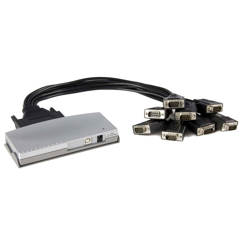 8-Port USB-auf-RS232-Seriell-DB9-Adapter-Hub, USB 2.0 Typ B, Silber