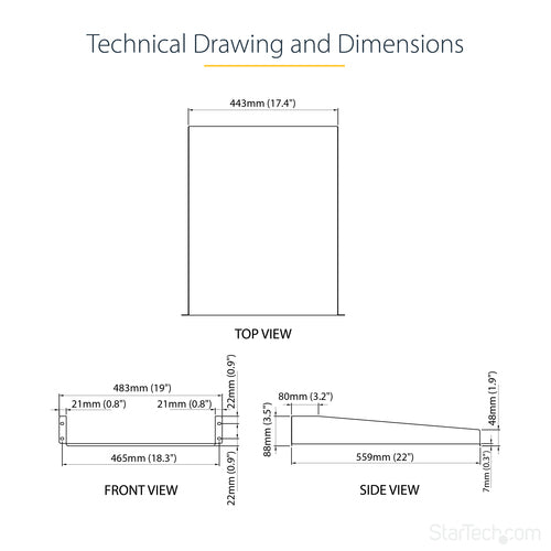 StarTech.com CABSHELF22 rack accessory