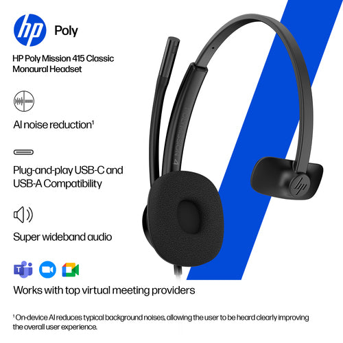 HP Poly Mission 425 Stereo USB Wired Headset