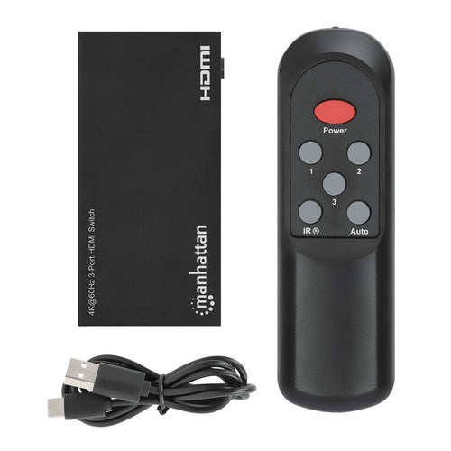 4K 60Hz HDMI Switch 3-Port with Remote Control Automatic Switching