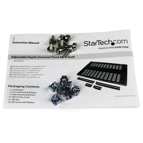 StarTech.com Verstellbare, belüftete Server Rack Ablage – 79,4 kg Traglast, 49,5-96,5 cm verstellbare Tiefe
