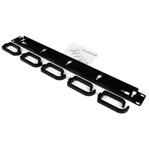 19 Inch Metal Rackmount Cable Management Panel Steel Black 1U