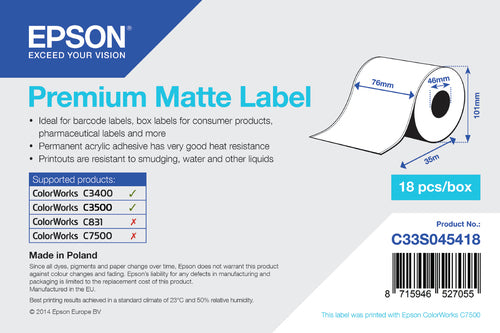 Epson Premium, 76mm x 35m, 163 g/m²