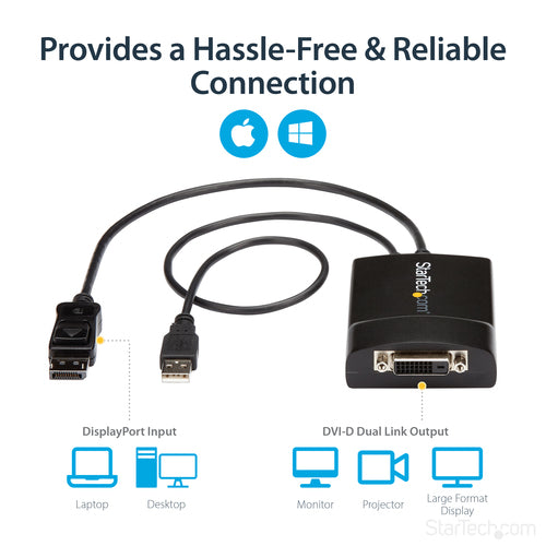 DisplayPort to DVI Dual Link Adapter 2560x1600 60Hz StarTech.com