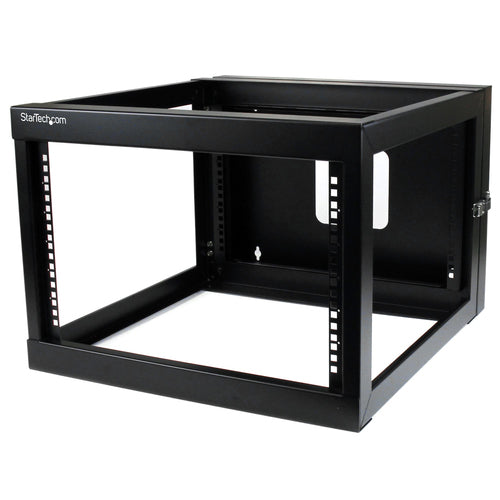 StarTech 6U aufklappbares Open Frame Wandmontage-Rack – Schwarz, 55,9 cm Tiefe – Server-Rack für Zuhause und Unternehmen