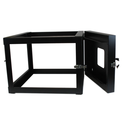 StarTech 6U aufklappbares Open Frame Wandmontage-Rack – Schwarz, 55,9 cm Tiefe – Server-Rack für Zuhause und Unternehmen