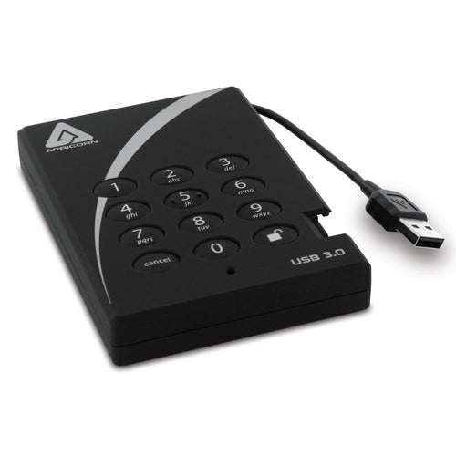 External Hard Drive Apricorn Aegis Padlock USB 3.0 500GB 5400RPM Black