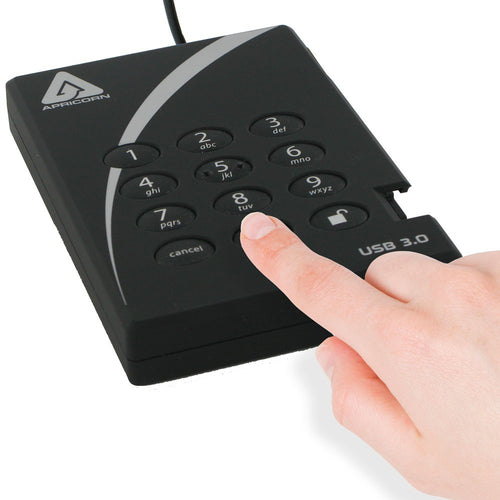 External Hard Drive Apricorn Aegis Padlock USB 3.0 500GB 5400RPM Black