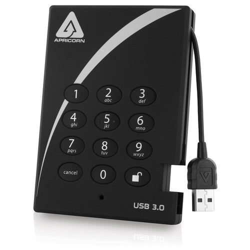 External Hard Drive Apricorn Aegis Padlock USB 3.0 500GB 5400RPM Black