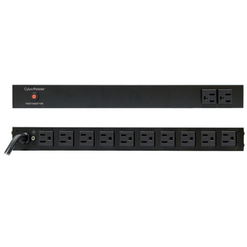 CyberPower PDU15B2F10R Stromverteilungseinheit – 12 AC-Steckdosen, 1 HE, Horizontal/Vertikal, Schwarz