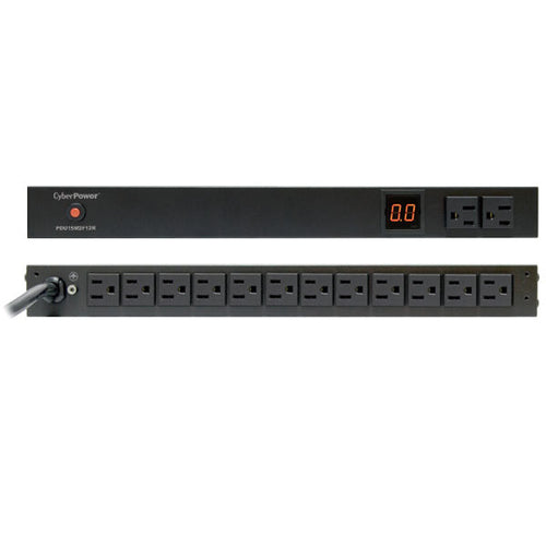 CyberPower PDU15M2F12R Gesteuerte Stromverteilungseinheit – 1HE, 14 AC-Ausgänge, LCD-Anzeige, Schwarz