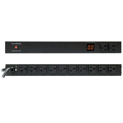 CyberPower PDU20M2F8R Metered Power Distribution Unit 1U 10 AC Outlets Black LCD
