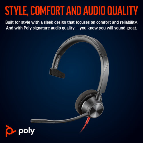 HP Poly Blackwire 3310 USB-C Headset | Microsoft Teams-zertifiziert | Business-Headset
