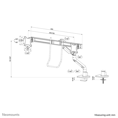 Neomounts DS75S-950WH2 monitor mount / stand