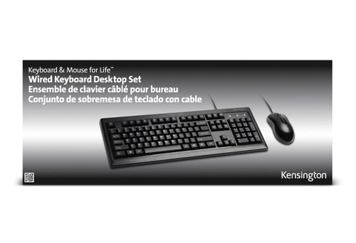 Wired Keyboard Kensington K72436AM Full-Size USB Black Mouse Included