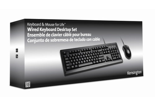 Wired Keyboard Kensington K72436AM Full-Size USB Black Mouse Included