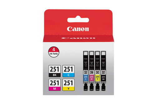 Canon CLI-251 Tintenpatronen-Multipack – Schwarz, Cyan, Magenta, Gelb – Hochwertiger Druck