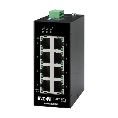 8-Port Unmanaged Industrial Gigabit Ethernet Switch DIN Mount 10/100/1000 Mbps