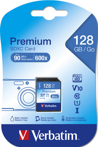 SDXC Card Verbatim Premium 128GB Class 10 Up to 10MB/s Multicolour
