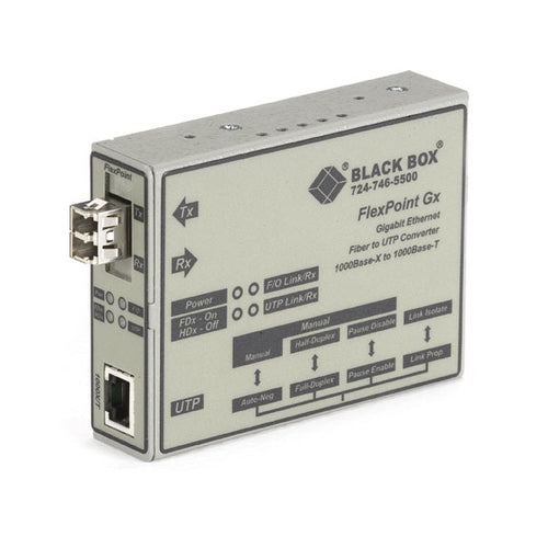 Black Box FlexPoint 1000BASE-T to 1000BASE-SX, LC network media converter
