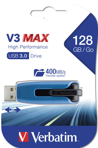Verbatim V3 Max 128 GB USB 3.0 Flash-Laufwerk – Blau – High-Speed 175 MB/s
