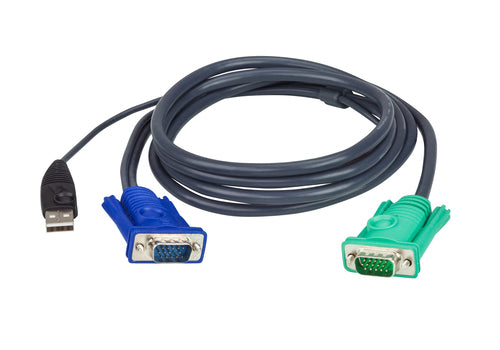 ATEN USB-KVM-Kabel 1,8m VGA HDB-15 USB-A Stecker Schwarz