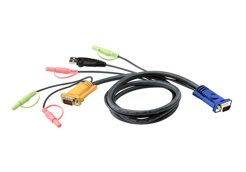 USB-KVM-Kabel 3m VGA Schwarz Stecker HD-15 und 3,5mm Audio