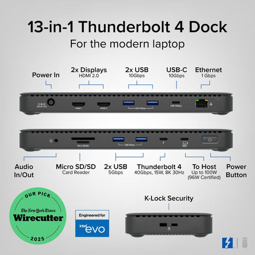 Plugable Technologies TBT4-UD5 laptop dock/port replicator