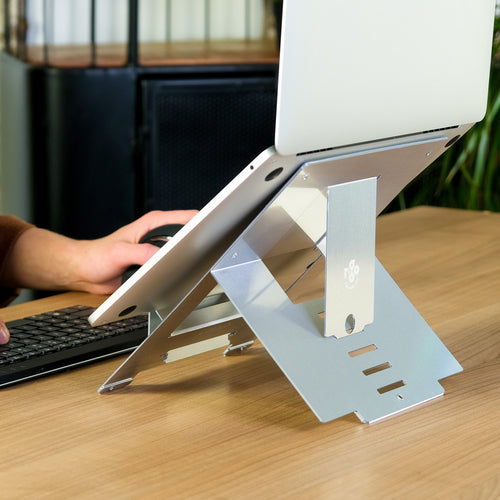 Verstellbarer Laptopständer Ergonomisch R-Go Tools Silber Aluminium 10-22 Zoll Klappbar