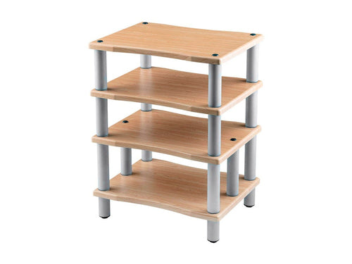 4 Tier Audio Stand XL Monoprice MDF Steel Maple Color 25.2 kg