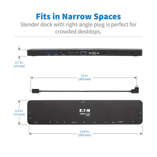 USB-C Dock Tripp Lite U442-DOCK7D-B Triple Display 4K HDMI DP VGA 100W PD