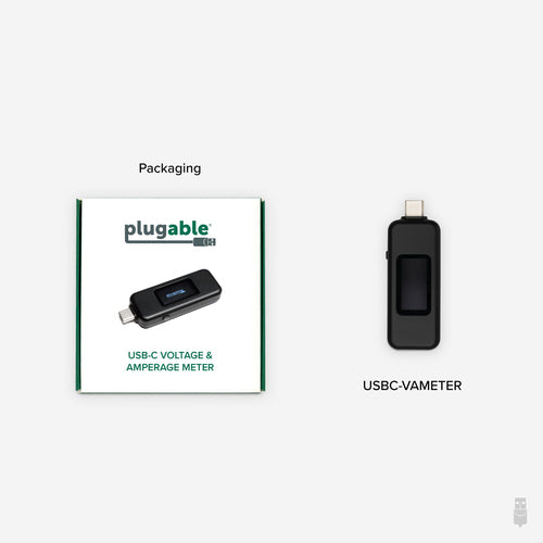 USB-C Power Meter Tester Plugable Technologies Digital Multimeter +12V +5V OLED Display
