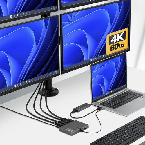 USB-C Quad Monitor Display Adapter 4K 60Hz mit 140W PD Passthrough