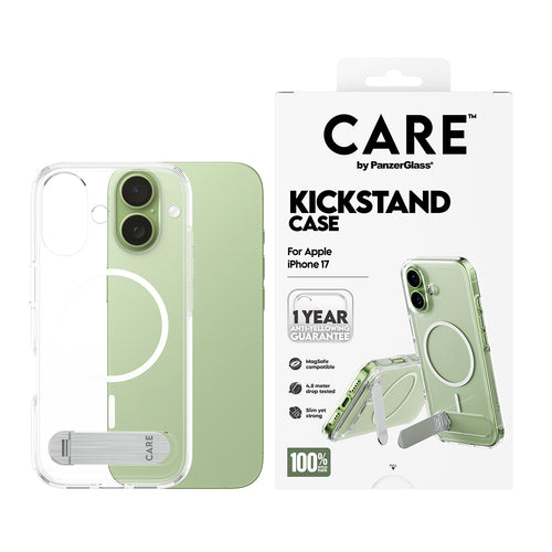 PanzerGlass CARE™ by ® Kickstand Case Transparent w. MagSafe iPhone 17 mobile phone case