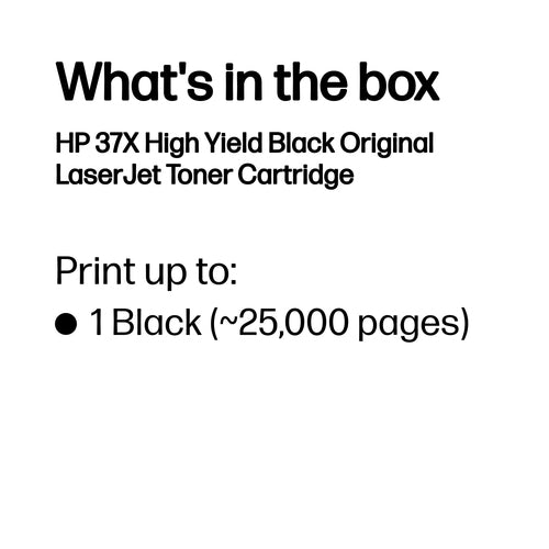 LaserJet Toner Cartridge HP 37X High Yield Black 25000 Pages Original