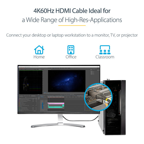 StarTech.com 4,8 m HDMI 2.0 Kabel - Ultra HD 4K 60Hz, HDR10, Ethernet