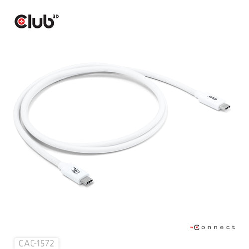 CLUB3D CAC-1572 USB-C 80Gbps Kabel - 240W Power Delivery - 8K240Hz - Weiß