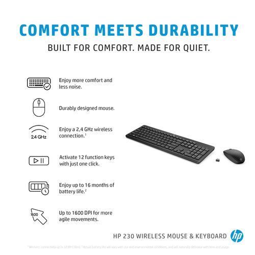 HP 230 Wireless Mouse and Combo White keyboard