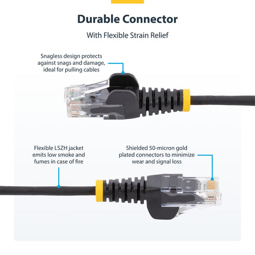 StarTech.com 23cm Cat6 Ethernet-Kabel – schlank, snagless, 100W PoE, UTP – Grau
