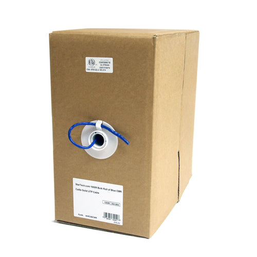 Cat 5e Ethernet Cable 1000 ft Solid Blue CMR-Rated TAA Compliant